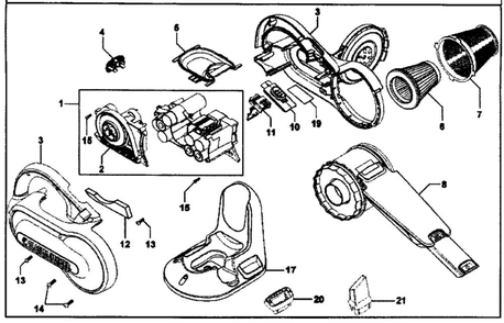Vacuum Diagram and Parts List for PHV1800TY1  Black and Decker Hand Vacuum